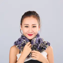 Зимние женские шарфы с кроличьим мехом, хит продаж, роскошный шарф из натурального меха кролика Рекс, женский шарф из натурального меха