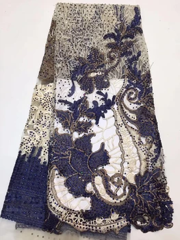 

The latest African beaded lace fabric 2019 high quality lace embroidery French lace Nigerian tulle lace fabric ZX32671