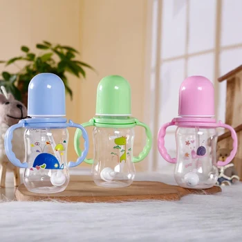 

Baby Bottle With Handle Kids Cup Toddler 150ml Baby Feeding Nipple Bottle Infant Sippy Cup Feeder Milk Water Random Color