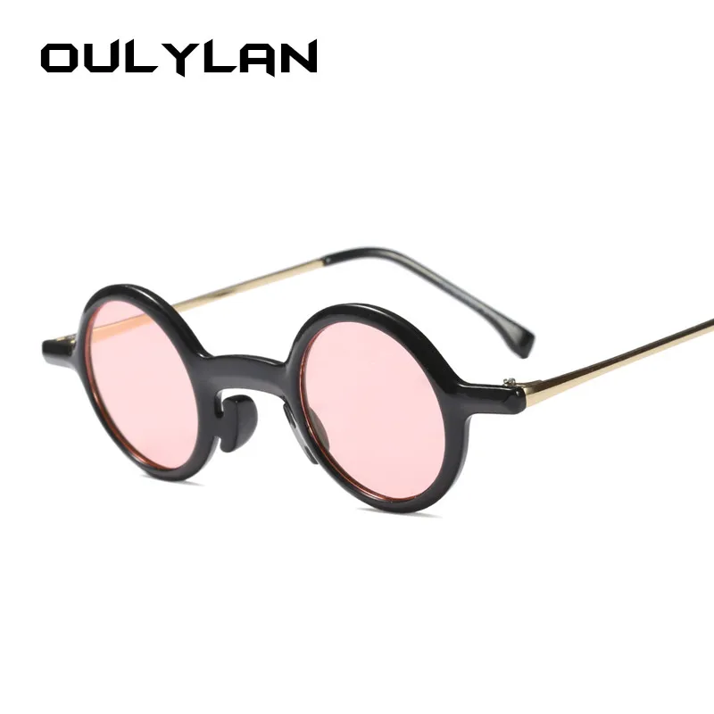 Oulylan Круглые Солнцезащитные очки женские винтажные красные маленькие солнцезащитные очки оттенки женские полуметаллические солнцезащитные очки UV400 леопардовые черные очки