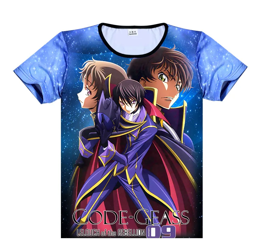 Футболка с японским аниме принтом код Гиасс Lelouch of the Rebellion модная повседневная