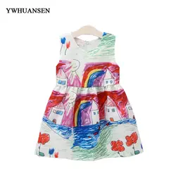 YWHUANSEN/Детские костюмы с цветами для девочек, хлопковая цветная домашняя одежда для девочек, летние платья для девочек, коллекция 2017 года