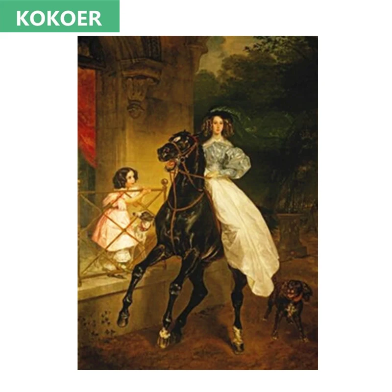 

kokoer Full,Diamond Embroidery,Noble woman Horse riding 5D,Diamond Painting,Cross Stitch,Diamond Mosaic,Needlework,Christmas