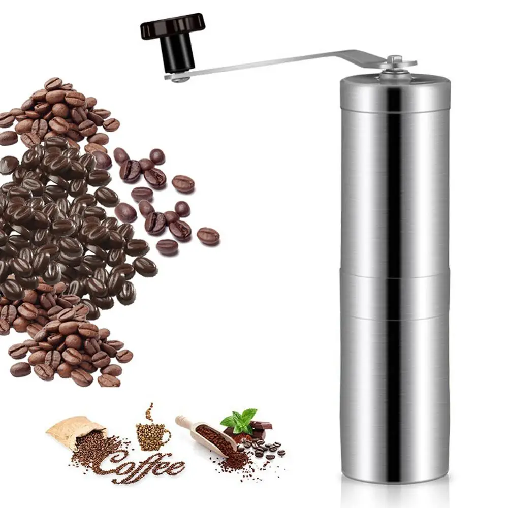 

Silver Coffee Grinder Mini Stainless Steel Hand Manual Handmade Coffee Bean Burr Grinders Mill Kitchen Tool Crocus Grinders