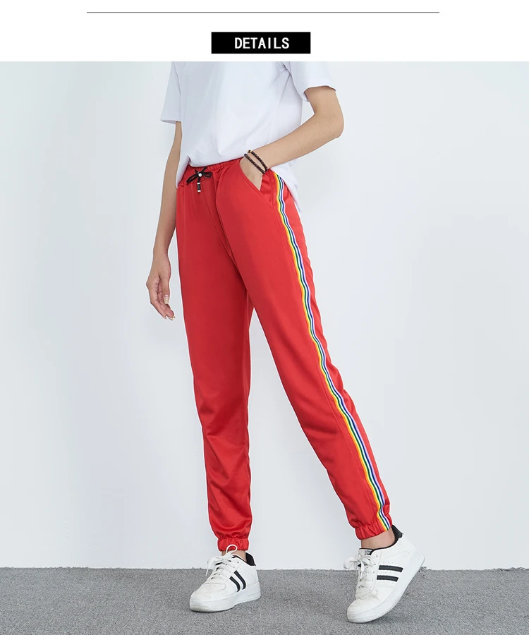 red stripe joggers womens