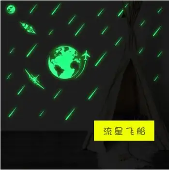 

night Light Luminous home decor home decoration Wall Stickers kids rooms Home Decor Mural Decal Spacecraft