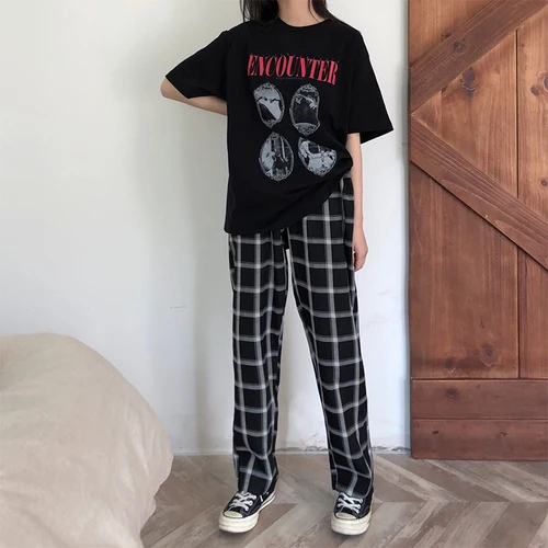 

Letter Printed Vintage College Wind Loose All Match Basic College Wind Vacation Holiday 2019 New Arrival Female Women T-shirts