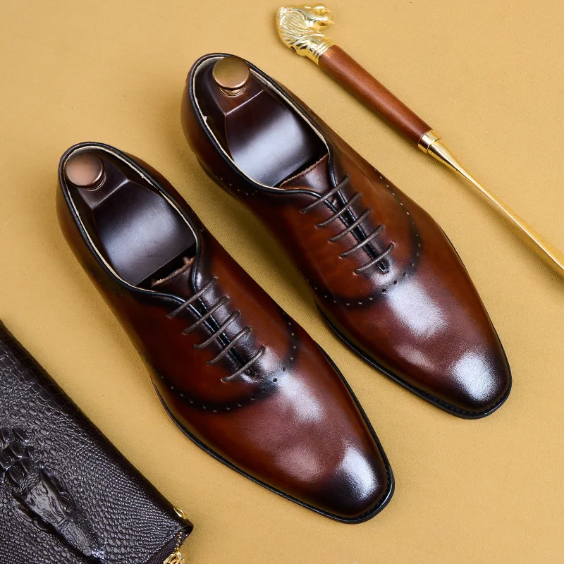 Black Brogues Formal Phenkang Boda Negocios De Vestido Mens Negro Oxford 2019 Zapatos Para coffee Cuero Cordones Hombres Genuino aawBCx5qZ