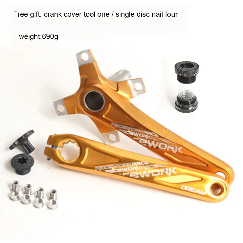 172.5 Crank BB Gold Кривошип горного велосипеда 175 172,5 170 мм интегрированный полый Кривошип 104BCD левый и правый Кривошип велосипеда - Цвет: 172.5 Crank BB Gold