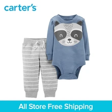 2pcs cotton Long sleeves cute raccoon bodysuit easy-on French terry pants set Carter’s baby boy spring autumn clothing 121I555
