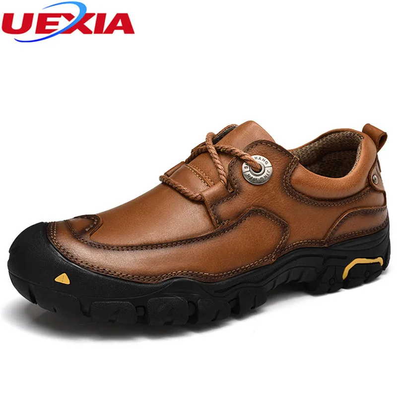 

Autumn Cow Leather Men shoes High Quality Flats Outdoor Sport Moccasin Slip On Leather Rubber sole Shoes Men Zapatos senderismo