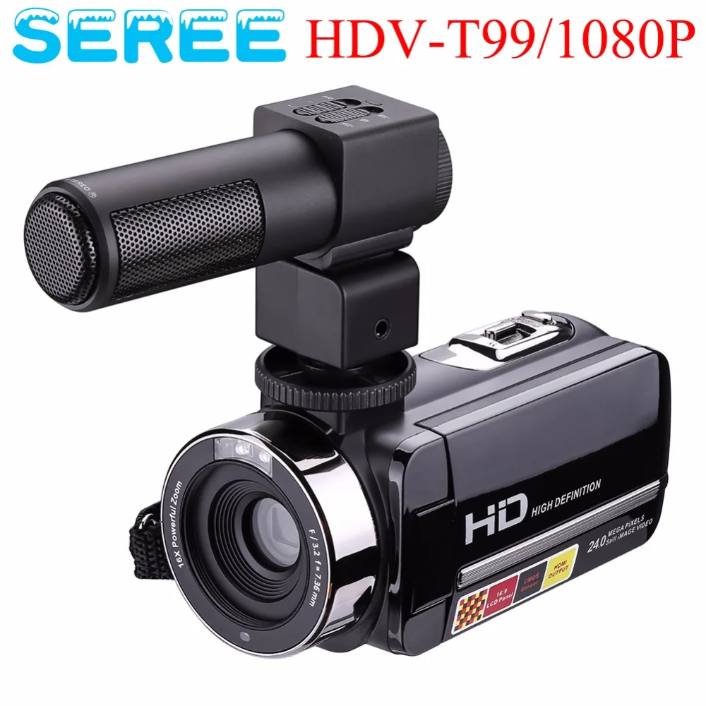 Seree Camcorder With External Microphone Night Vision Camera Full HD 24