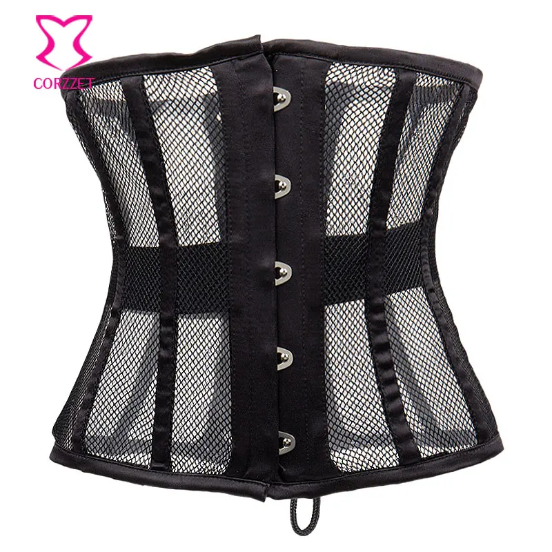 

Black Fishnet Sexy Corsets And Bustiers Lingerie Plus Size Waist Trainer Corset Underbust Steel Boned Waist Cincher Body Shaper