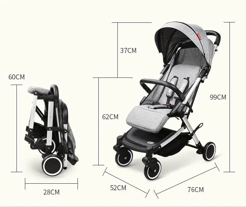 Легкая Складная коляска для путешествий, детская коляска для новорожденных, 2 в 1, может лежать в самолете, детская коляска