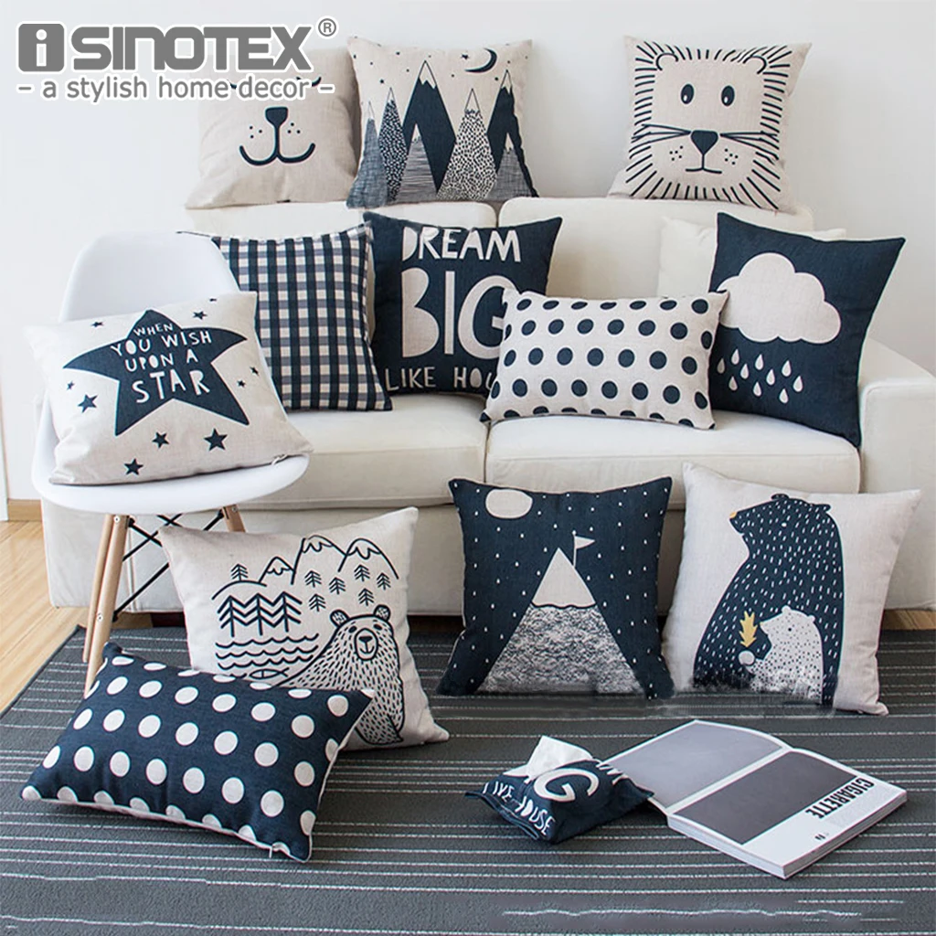 

Cute Cartoon Dot Printed Cushion Cover Soft Cotton Linen Fabric Pillowcase Kids Room Home Sofa Chair Car Decorative Pillow Case