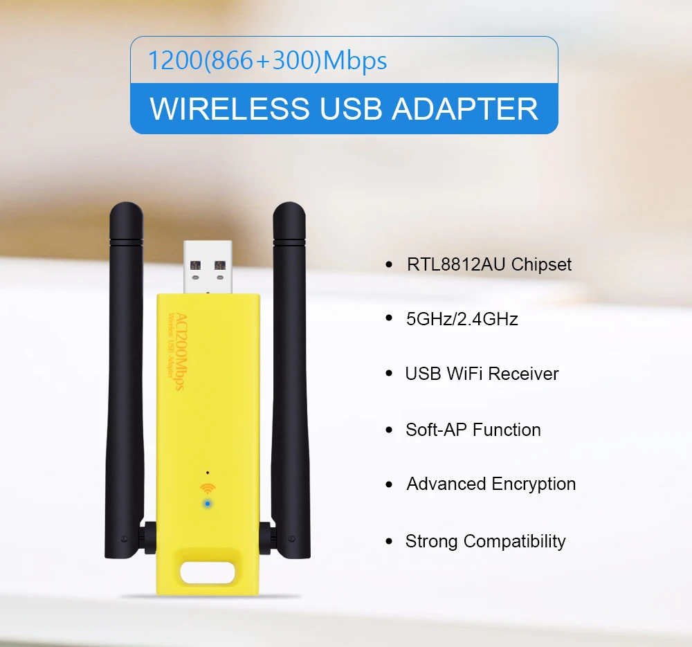 CHIPAL 802.11AC 1200 Мбит/с USB 3,0 беспроводной адаптер Wi-Fi сетевая карта внешняя 4dbi Антенна ПК LAN Wi-Fi приемник ключ мягкий AP