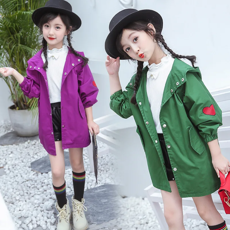  Hot Girls Jacket 2018 Korean Version of The New Style Spring /Autumn Girls Fashion Long Trench Coat