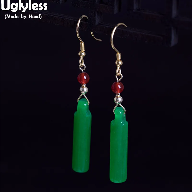 Серьги Uglyless 100% реальные 925 пробы серебряные этнические нефритовые бутылки серьги
