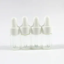 500x3 ml 작은 투명 유리 dropper 병 essentialoil 사용에 대 한 흰색 알루미늄 피펫 dropper와 투명 유리 병