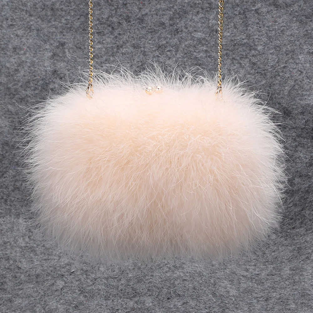 

2018 Autumn Winter New Ostrich Fur Chain Fashion Large Capacity Elegant Stylish All-match Shoulder Women's Bag Solid Leisure