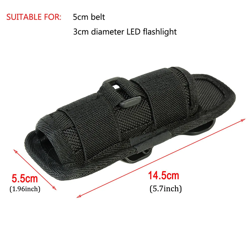 360 Degrees Rotatable LED Flashlight Pouch Holster With Clip Belt Molle Lighting Accessories Torch Case Torch Cover Hunting Bag