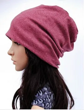 Модные осенние и зимние шапки для женщин шапки глушитель шарф двойного назначения шапка покрытие хип-хоп Шапка-тюрбан - Цвет: Красный