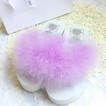 ; дизайнерская обувь; женские босоножки; тапочки с мехом из ЭВА; повседневные шлепанцы на танкетке с перьями; пляжная обувь;