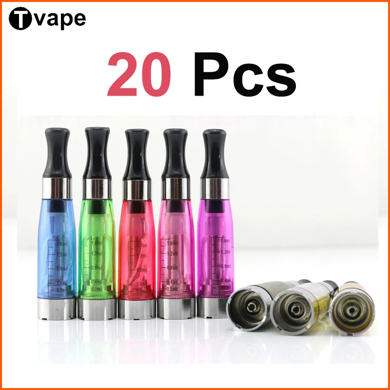 

Tvape 20Pcs CE4 Atomizer Clearomizer for Ego Ego-t Evod Vape Pen 510 thread Electronic e cigarette ecigs 1.6ml 8 Colors