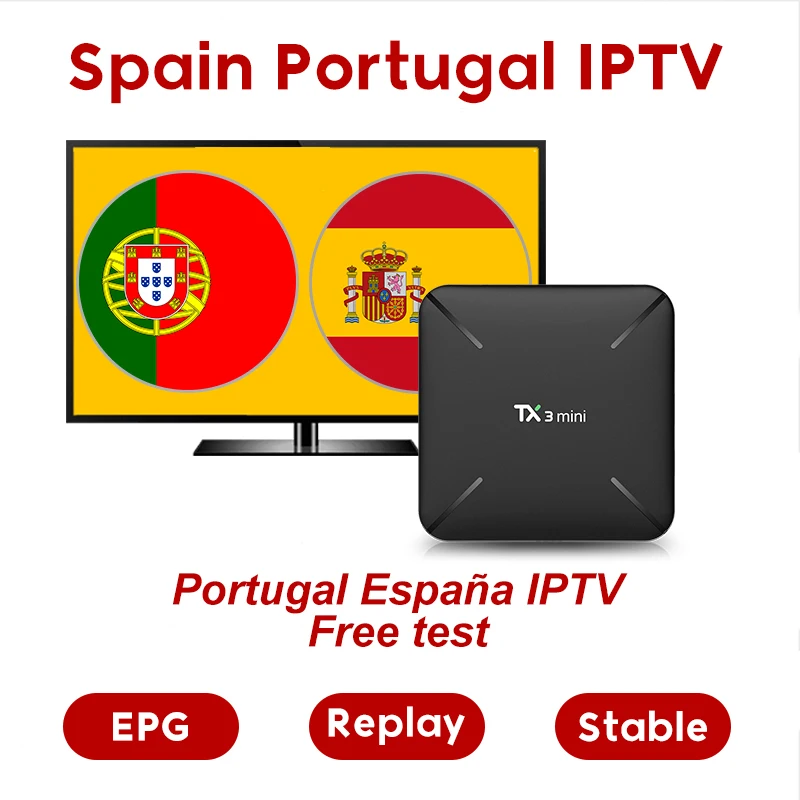 IPTV Spain Portugal Box with 1 year IPTV Subscription 4500+ Live 3800