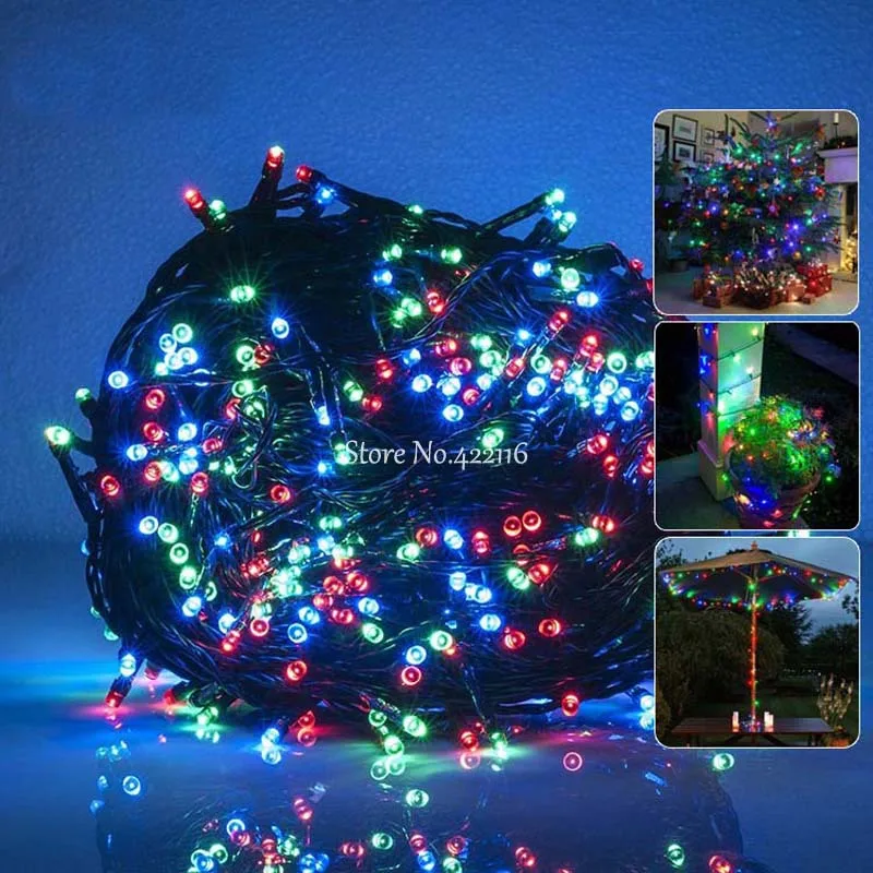 12 M 100 Solar LED cadena Luces de hadas de la boda de Navidad jardín al aire libre Garland Decoración Luz lámparas Luces Navidad Guirlande