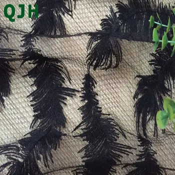 

Latest 5 yards/lot French Nigerian Lace Fabrics Multicolor selection Feather Pattern Embroidered African Milk Silk Tulle dress