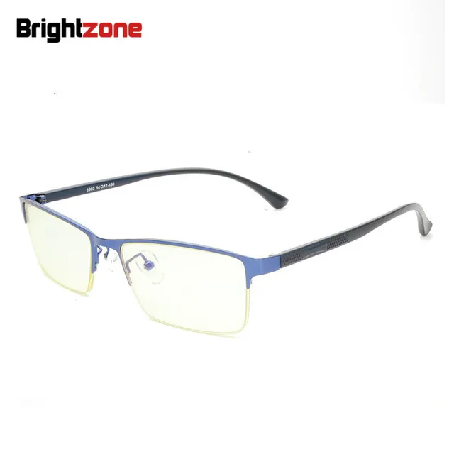 Cheap Brightzone New Pattern Metal Half Rim Blue Light Blocking Indoor Computer Goggles Optician Spectacle Frame Plain Eyewear Glasses