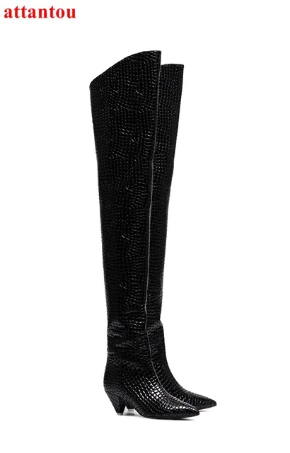 over the knee snakeskin