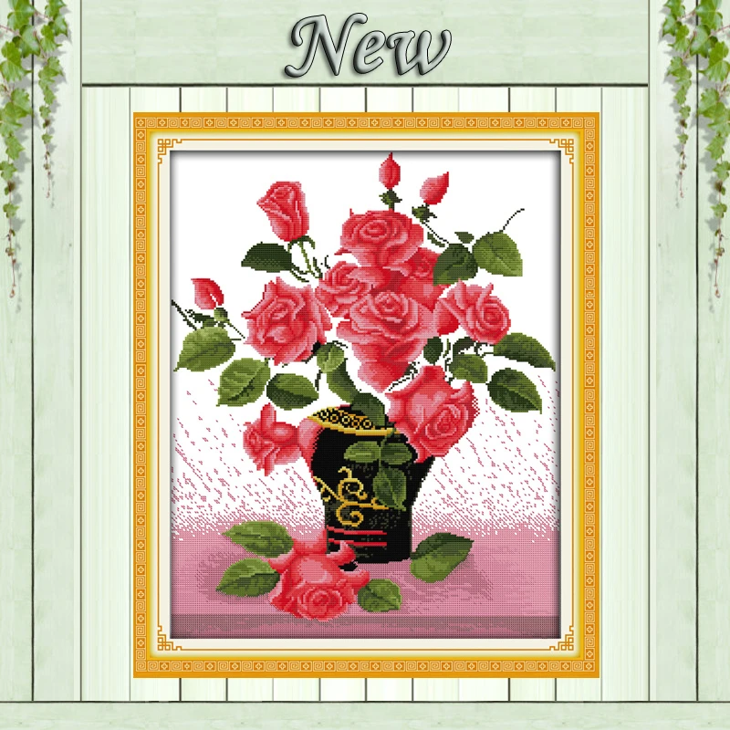 

Love at first sight roses flower Drawing Decor 11CT counted print on Canvas DMC 14CT Cross Stitch Embroidery kits Needlework Set