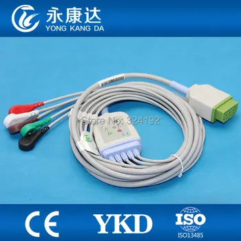 

2pcs/pack One Piece 5Lead ECG/EKG Cable with Leadwire,Snap,AHA for GE Marquette Dash 2500
