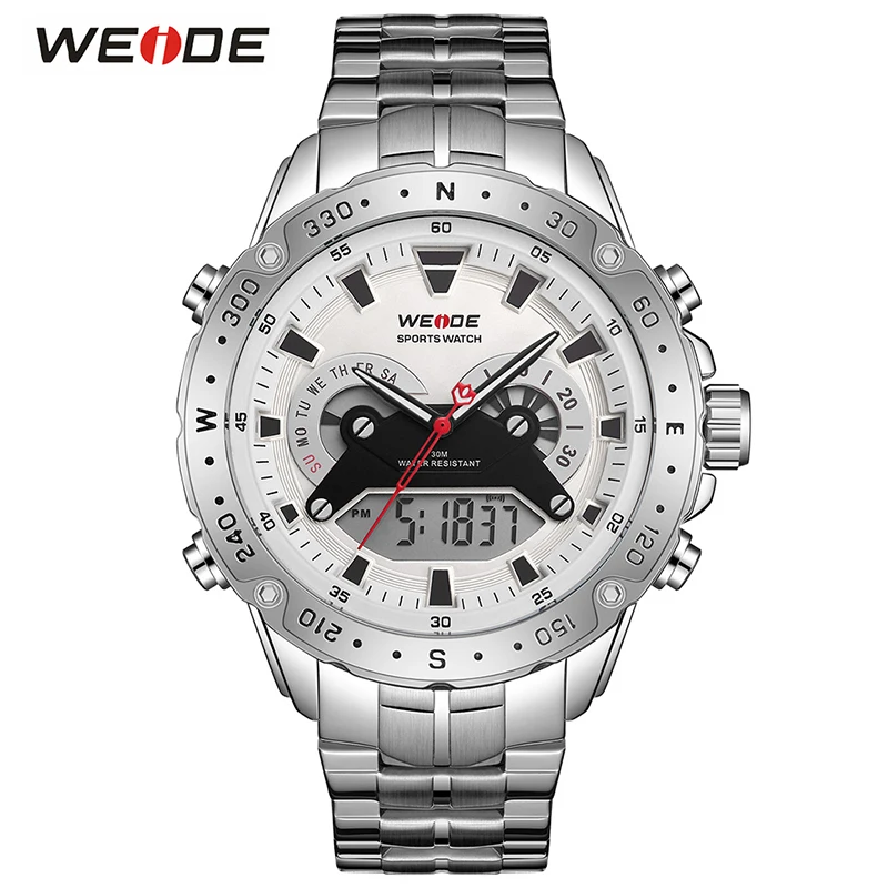 Роскошные Брендовые мужские спортивные часы WEIDE новинка 2018 светодиодные