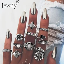10 шт./лот, опал, лист, камень, кольцо на фалангу, наборы, новинка, Модные Винтажные Кристальные кольца на кончик пальца для женщин, ювелирные изделия Anillos Mujer
