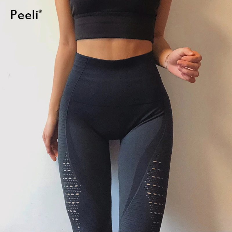 Peeli спортивные Леггинсы с высокой талией, штаны для йоги, женские эластичные колготки для фитнеса, тренажерного зала, энергетические бесшовные леггинсы для бега
