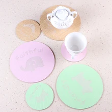 1 Piece wooden kitchen table mat and coaster bar cup mat animal design drink pads pot holder