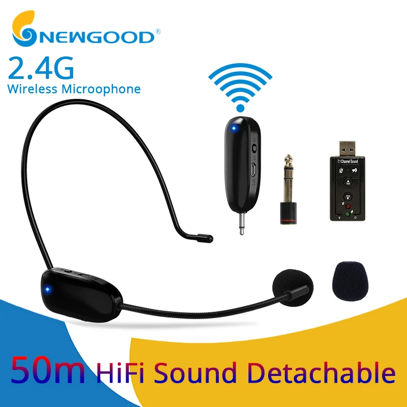 Mini Portable 2.4G Wireless Microphone Headset Megaphone Radio
