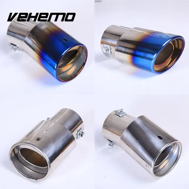 Glossy Silver Stainless Steel Universal Car Straight Exhaust Pipe Rear Muffler Tip Tail Throat KSTE Car Exhaust Tip