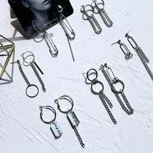 Минималистичные серьги с металлическими кисточками на цепочке для женщин геометрический Асимметричный индивидуальный круг для ушей ювелирные изделия для ушей