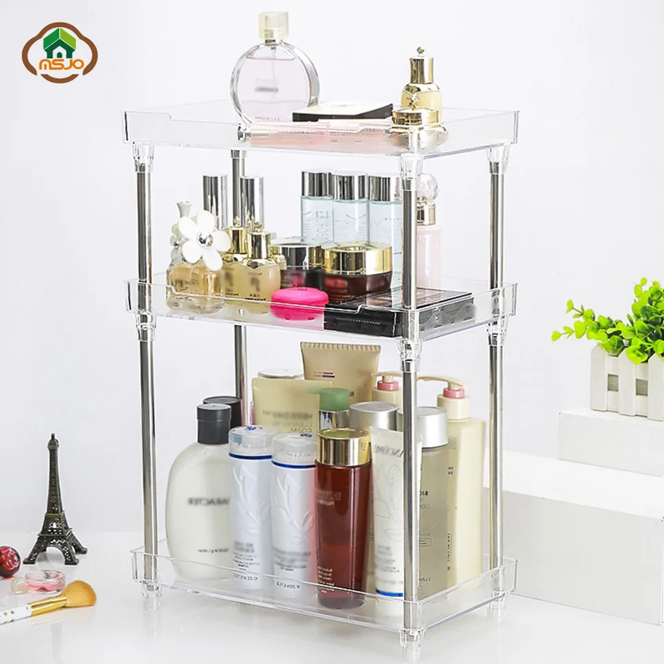 

Msjo Bathroom Storage Shelf Acrylic Makeup Organizer 3 Layer Kitchen Desktop Cosmetic Organizer Box Display Stand Rack Holder
