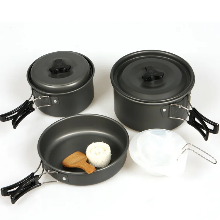 Outdoor Camping Cookware Set Portable Camping Tableware for 2-3 Person Picnic Outdoor Tableware pot Pan Bowl Set for BBQ Travel Outdoor Camping Cookware Set Portable Camping Tableware for 2-3 Person Picnic Outdoor Tableware pot Pan Bowl Set for BBQ Travel