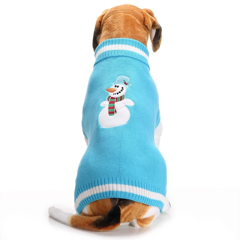 Синий снеговик Рождество вязать Pet Cat собака свитер джемпер-футболка пуловер Большой Одежда для собак животных товары собак чихуахуа