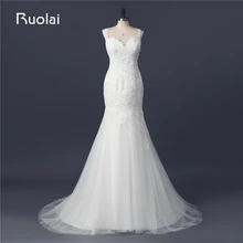 Real Picture Sexy Wedding Gown Sweetheart Applique Crystal Beads Tulle Mermaid Wedding Dresses Bridal Gown Robe de Mariage FW90