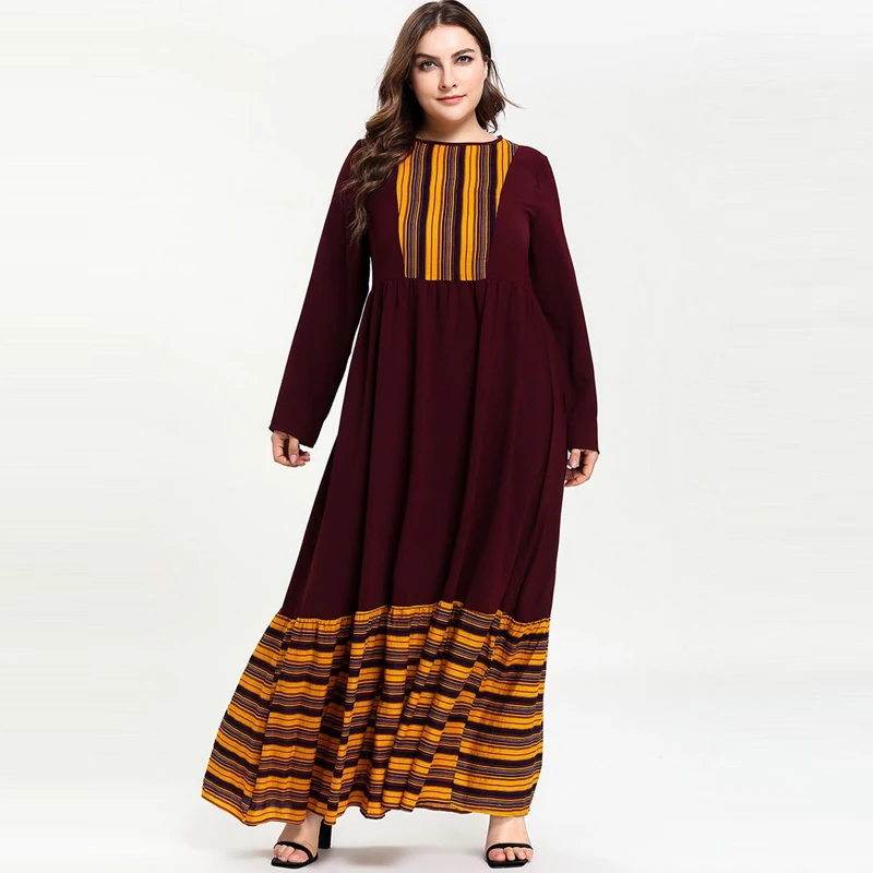 Abayas мусульманское платье Caftan Marocain пэчворк Рамадан длинный рукав кафтан женское исламское платье vestidos размера плюс M-4XL