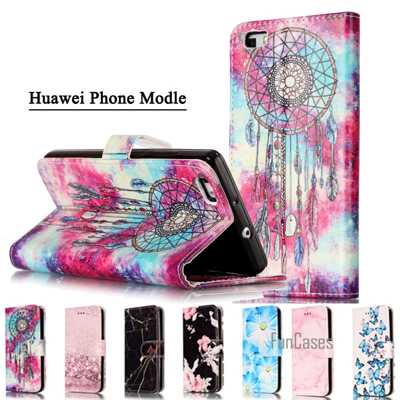 Принципиально huawei P8 Lite 2017 P9 P10 Чехол класса люкс 3D Мрамор из искусственной кожи