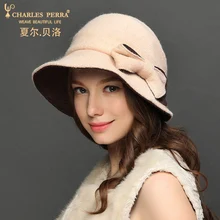 Charles Perra Brand Women Hat NEW Autumn Winter Wool Caps Keep Warm Elegant Lady Fashion Hat Bowknot Fedoras Corros 8232 Charles Perra Brand Women Hat NEW Autumn Winter Wool Caps Keep Warm Elegant Lady Fashion Hat Bowknot Fedoras Corros 8232