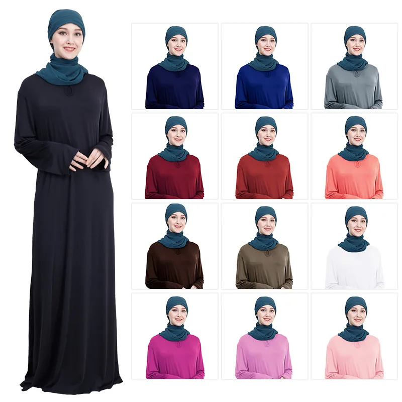 

Muslim Dress Women Loose Red Blue Black Abaya Dubai Long Robe Tunic Kimono Jubah Middle East Arab Hijab Islamic Clothing